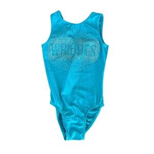 Wrights Ozone Gymnastics Turquoise Sequins Leotard Size Youth Medium‎